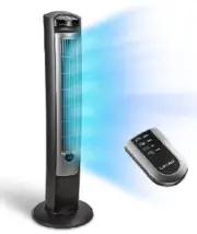 Lasko Oscillating Tower Fan, Remote Control, Timer, 3 Quiet Speeds,42", Silver