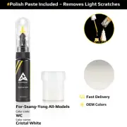 Touch Up Paint For Ssang Yong All Models WC Cristal White With Polish Paste