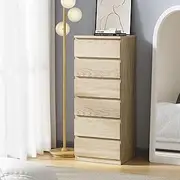 [OIKITURE] Chest of Drawers Bedroom Dresser with 6 Drawers Wood