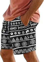 [Generic] Men's Summer Scenery Quirky Digital Print Drawstring with Elastic Waist Casual Fashion Beach Shorts Board Shorts Mens Swimwear Big and Tall