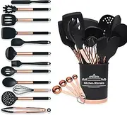 [BBN] Silicone Cooking Utensils Set, 17Pcs Silicone Kitchen Utensils Set, Non-Stick Silicone Utensils for Cooking, Heat Resistant Cooking Utensil Sets, Rose Gold Kitchen Accessories