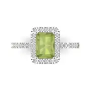 1.85 Emerald Real Peridot Promise Bridal Wedding Designer Ring 14k White Gold