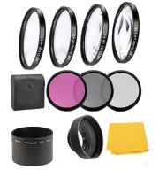 4Pc Macro Close-up Filter Kit & UV-CPL-FLD Filter, Hood For Panasonic DMC-LX7