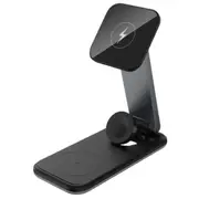 RockRose Airwave Neo 3-in-1 Foldable Wireless charging stand -- iOS & Android Wireless charging, Compatible with MagSafe [RRWC12B]
