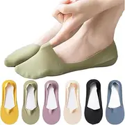 [ZORVUJI] 6 Pairs of Women's Ankle Socks 35-38, Non-Slip Ice Silk Socks with Silicone, Breathable and Soft, Ideal for Trainers and Loafers (Multi-Colour)