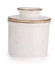 French Butter Dish, Butter Crock for Counter with Water Line, Shell White