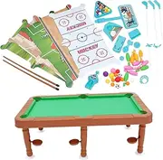 Kisangel 6-in-1 Multi Game Table Mini Pool Billiards Abs Plastic Boys and Girls Toy Indoor Game