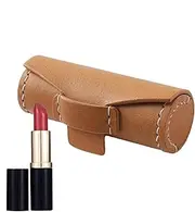 [ccuzs] Portable Lipstick Case, Cylindrical Lipstick Holder Pouch, Compact Lip Balm Organizer for Women, Lipstick Storage Sleeve for Women and Girls, Handy Organizer for Travel and Purse, Light Brown,
