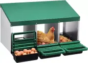 3 Hole Chicken Nesting Box Hen Chook Roll Away Laying Nest Boxes Brooder Coop Po