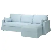 HYLTARP 3-seat sofa w chaise longue, right, Kilanda pale blue
