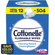 NEW Cottonelle Fresh Flushable Wet Wipes, 12 Flip-Top Packs (42 Wipes/Pk 12 Pk.)
