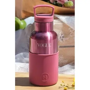 【HYDY】美國時尚保溫水壺 - VOGUE X HYDY 玫瑰金粉瓶(小容量360ml)+ 水瓶清洗專用刷具- 粉色