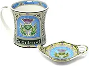 Royal Tara Set of 1 Scottish Thistle Teabag Holder & 1 Scotland Mug with Thistle(325ml/11fl oz)