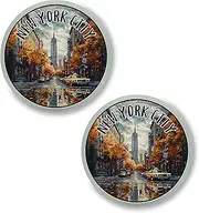 [No Thorns Media] New York City New York 2 Pack Pinback Buttons 2.25" Fun Pins for Clothes, Backpacks, Hats, and Jackets - Cartoon, Retro, and Punk Style Lapel Badges, Slogans, and Party Pins ID45000, Metal, no