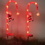 2Pcs Solar Christmas Candy Cane Lights for Christmas Decorations