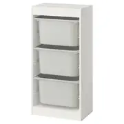 TROFAST storage combination with boxes, white/grey, 46x30x95 cm