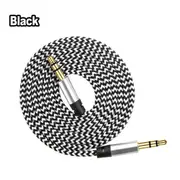 2PCS AUX Cable 3.5mm Stereo Audio Input 1M/3FT Extension Male to Male Auxiliary Car Cord - Black/Silver