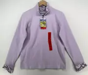 ORVIS Sweatshirt Womens M Ribbed 1/4 Zip Pullover Cuffed Sleeve Purple NEW