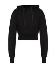 chain-link cropped drawstring hoodie M Black