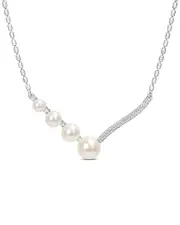 Rina Limor Silver 0.34 ct. tw. Sapphire 5-7.5mm Pearl Pendant