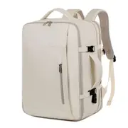 GGP Beige Expandable Backpack With Usb Port Multi Functional Outdoor, Commuter & Laptop Bag