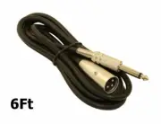 6FT XLR 3-Pin Male to 6.35mm 1/4" Mono Male Mic Microphone Sound Audio Cable