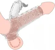 Penis Sleeve Sex Toys,Vibrating Penis Ring Sex Toys for Men with Cock Sleeve, Clear Penis Enlargement Sleeve Men's Vibrator Adult Sex Toys for Ere-ction Enhancement Adult Toy for Men Couples
