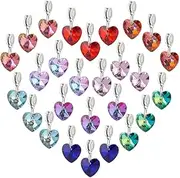 PH PandaHall Heart Glass Pendant 9 Colours Faceted Heart Pendant, Alloy Steel, No Gemstone