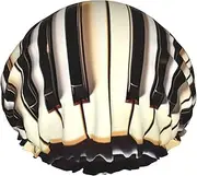 Piano Keys With Musical Notes Print Various Activities Shower Cap Reusable Soft And Lightweight Bath Hair Cap Long Hair
