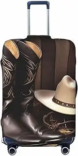 [STVYUKL] Cowboy Black Hat Western Boots Luggage Cover Personalized Elastic Washable Suitcase Cover Luggage Protector Auti-Scratch Suitcase Case Protector Fits 18-32 Inch Luggage, Black, X-Large