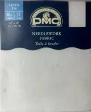 DMC Creative World 28 Count Linen 14"x 18" White Needlework Fabric~ Cross Stitch