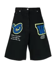 Off-White Logo Patch Denim Shorts 33 Black