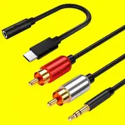 For Samsung Galaxy S20 FE 5G SM-G781U Type to C 3.5mm Audio Adapter + RCA Cable