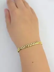 Real 10k Yellow Gold Ladies bracelet solid 7 Inch 6mm maimi cuban Links Strong