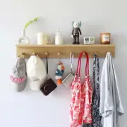 Entrance Coat Rack ，Coat Hooks, Wall-Mounted Wooden Hook Rack, Wall-Mounted Shel