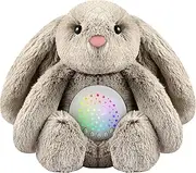 BEREST Bedtime Baby Bunny Soother with Starry Projector, Plush Stuffed Animal for Newborn Infants, Calming Night Light, Lullaby Music, White Noise, Mother's Heartbeat for Newborn Baby Shower Gifts