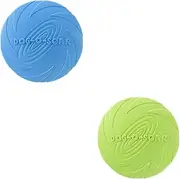 helioflicker 2 Pack Dog Flying Disc Dog Dog Rubber Flyer Dog Toy For Small Large Dogs To Sport, Safe on Teeth - S Blue & Green