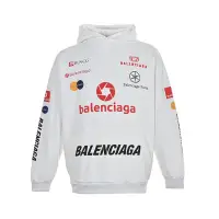 在飛比找Yahoo!奇摩拍賣優惠-巴黎世家Balenciaga多標誌印花賽車風連帽長袖T恤 代