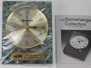 New BENCHMARK Green Marble Quartz Desk Clock "The Stonehenge Collection" w/BOX