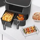 Double Layer Rack with Skewer Rack Air Fryer Basket Tray Cooling Drying Baking