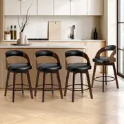 Oikiture 4x Bar Stools Swivel Kitchen Counter Stool PU Leather Dining Chair