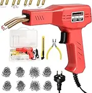 Upgraded Plastic Welder with 800PCS Staples, Plastic Welding Kit, Hot Stapler Kit, Plastic Welder Gun Kit, Car Bumper Repair Kit, Plastic Repair Kit, Portable Toolbox (Red)