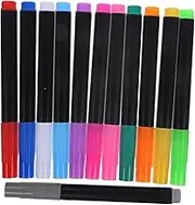 12pcs Graphic Markers for Boys and Girls Erasable Liquid Chalk Pens Soft Tip Black Whiteboard Markers for School Home Advertising
