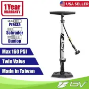 BV Bike Bicycle Pump Floor w Gauge Tire Ball Air Inflator Presta Schrader 160PSI