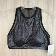 Beyond Yoga Sports Bra Large Shimmer and Shine Black Gray Workout Mesh Padded
