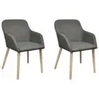 Dining Chairs 2 pcs Light Grey Fabric and Solid Oak Wood