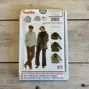 Burda 8030 Sewing Pattern Coat Jacket Asymmetrical Shawl Collar Sz 10-22 UNCUT