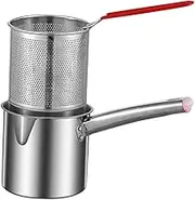 ifundom 1 Set Stainless Steel Deep Fryer Basket Multi Functional Frying Pot for Household Use Heat Resistant Cooking with Convenient Design for Breakfast and Food Preparation