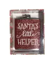 Wink Christmas Gift Secret Hip Flask Christmas Flask Santa's Little Helper 7oz
