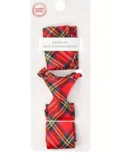 Wonder Nation Boy's Red Plaid 2 Piece Set Zip Tie & Pocket Square Ages 3+